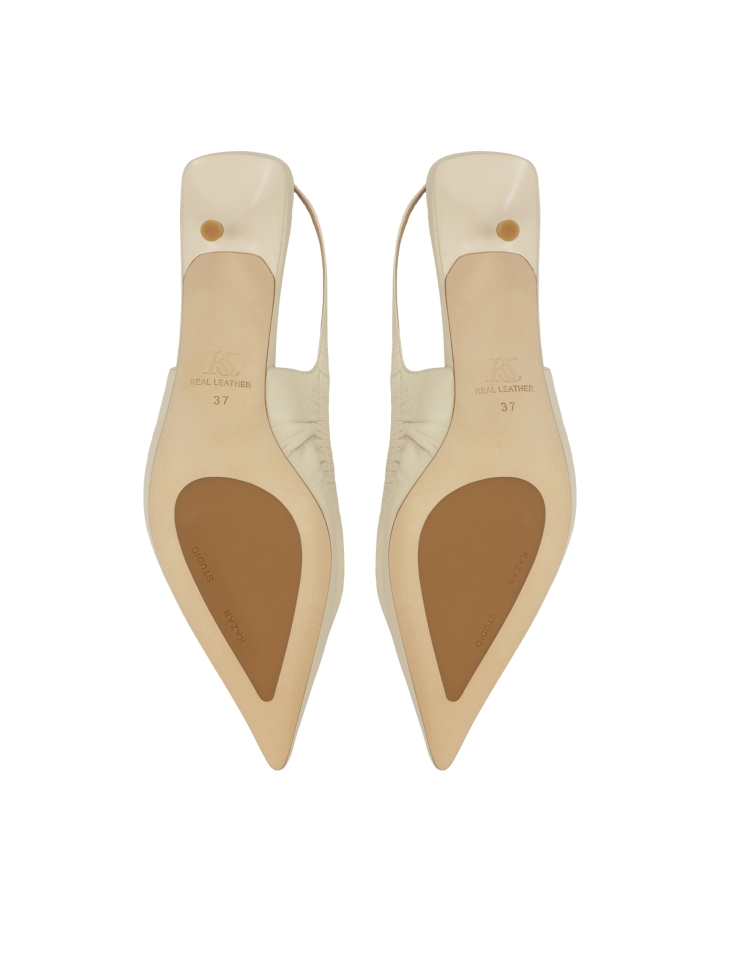 Cremefarbene Pumps mit offenem Absatz  KS SELENE