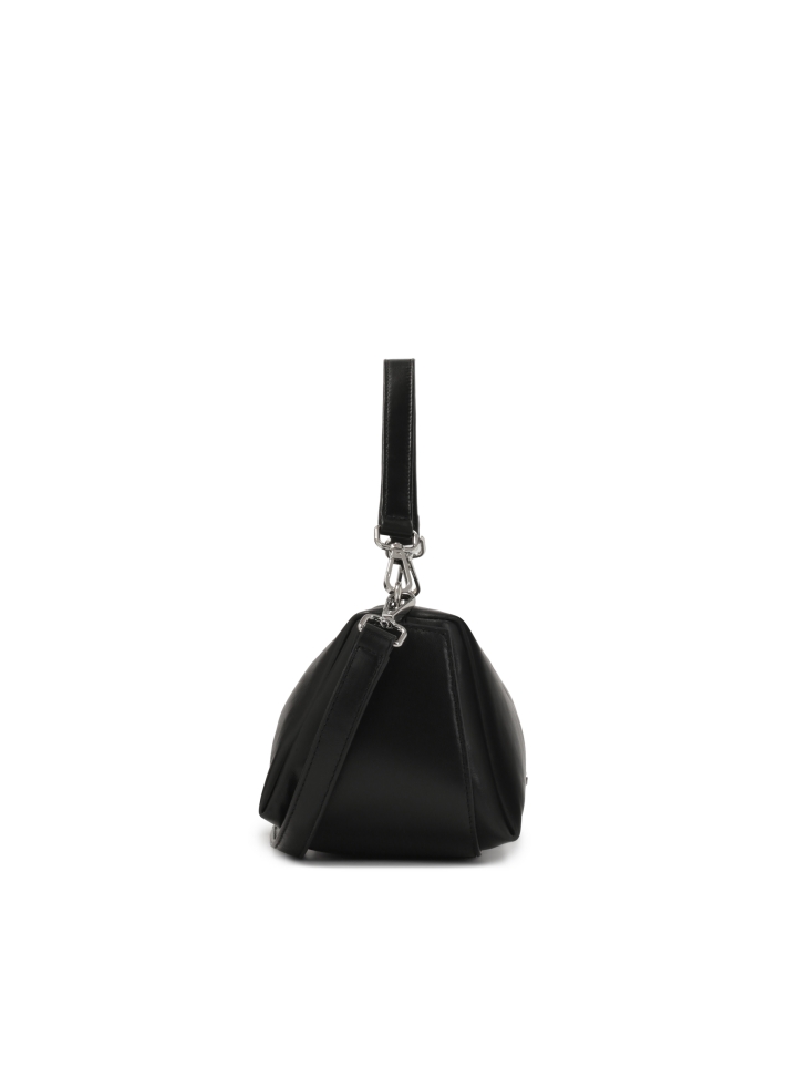 Längliche schwarze Handtasche aus weichem Leder KS VIV