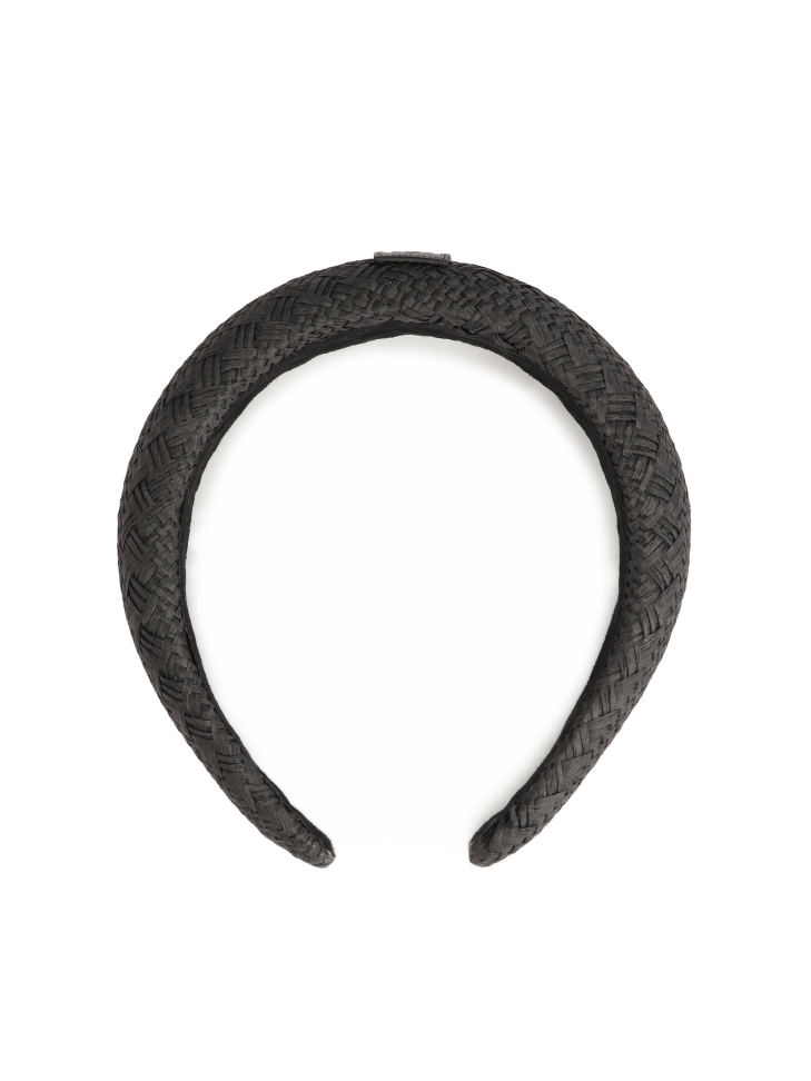 Schwarzes geflochtenes Papierstroh-Stirnband MOANA