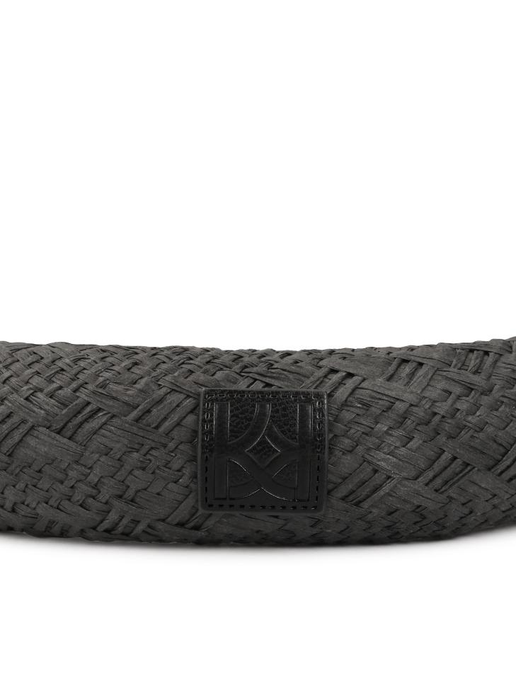 Schwarzes geflochtenes Papierstroh-Stirnband MOANA