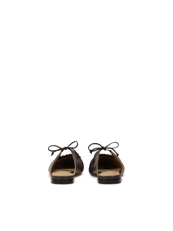 Dunkelbraune Pantoletten mit Crinkle-Oberfläche KS LUCITA