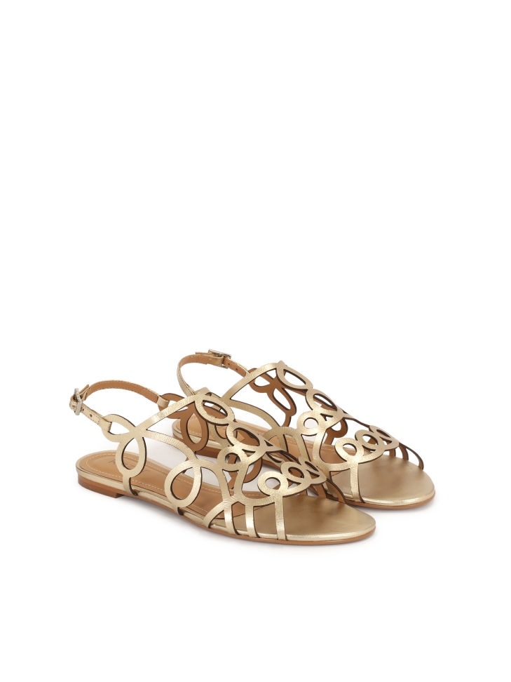 Goldene Sandalen mit feinem Muster EMILY