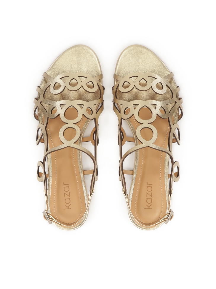 Goldene Sandalen mit feinem Muster EMILY