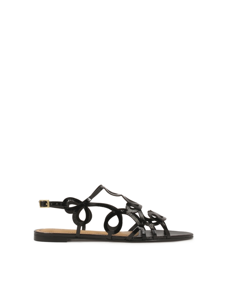 Schwarze Sandalen mit flacher Sohle  EMILY
