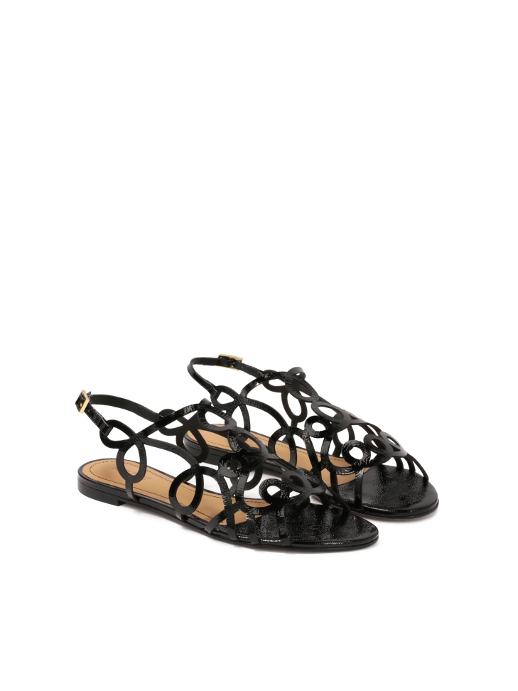 Schwarze Sandalen mit flacher Sohle  EMILY