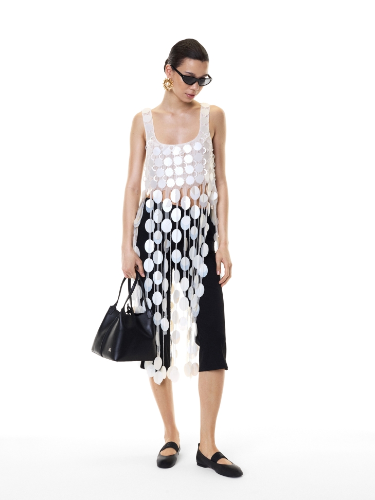 Gestufte schwarze Handtasche aus weichem Leder KS VIVIENE