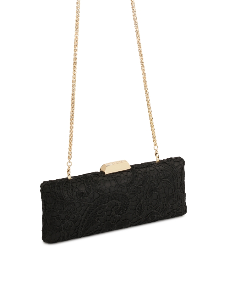 Schwarze Clutch-Bag mit Spitze im venezianischen Stil LORRAINE