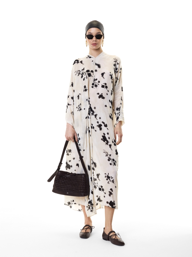 Längliche braune Handtasche mit Flechtmuster KS JOSLYNE