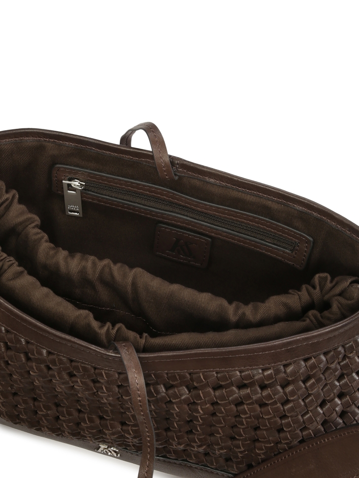 Längliche braune Handtasche mit Flechtmuster KS JOSLYNE