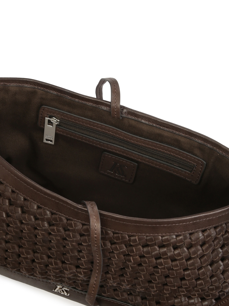 Längliche braune Handtasche mit Flechtmuster KS JOSLYNE
