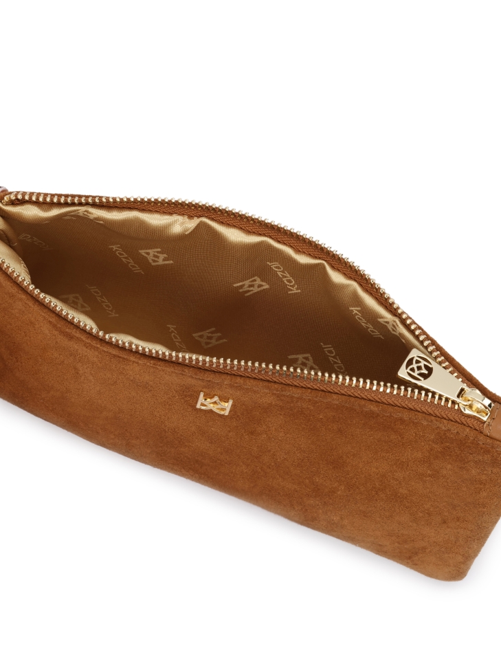 Wildlederhandtasche in Hellbraun mit Handgriff JERRIAR