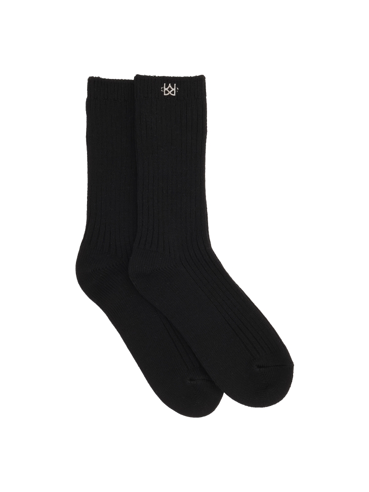 Schwarze gerippte Socken aus Bambus MADENA