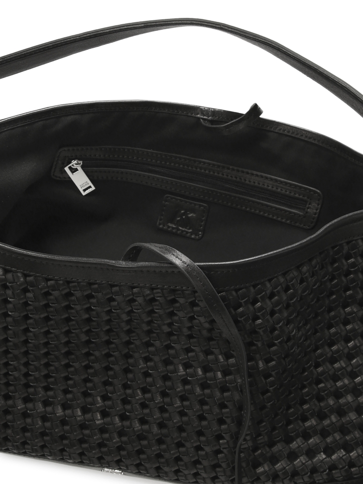 Schwarze geflochtene Lederhandtasche KS CELENE
