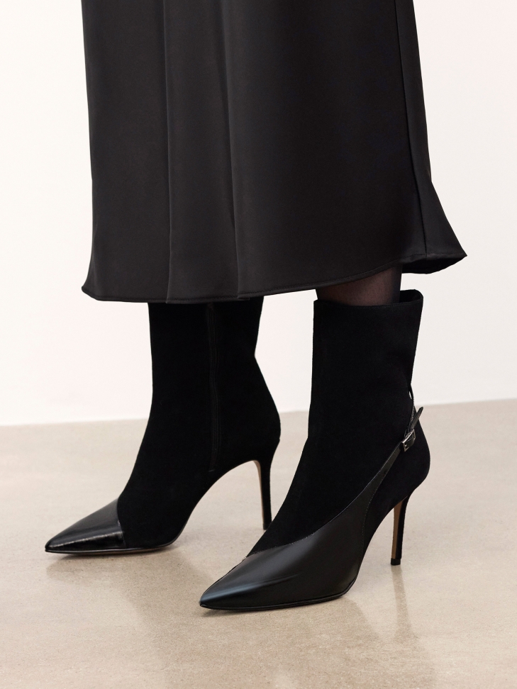 Elegante Stiefel aus Wildleder und Lackleder JACKIE