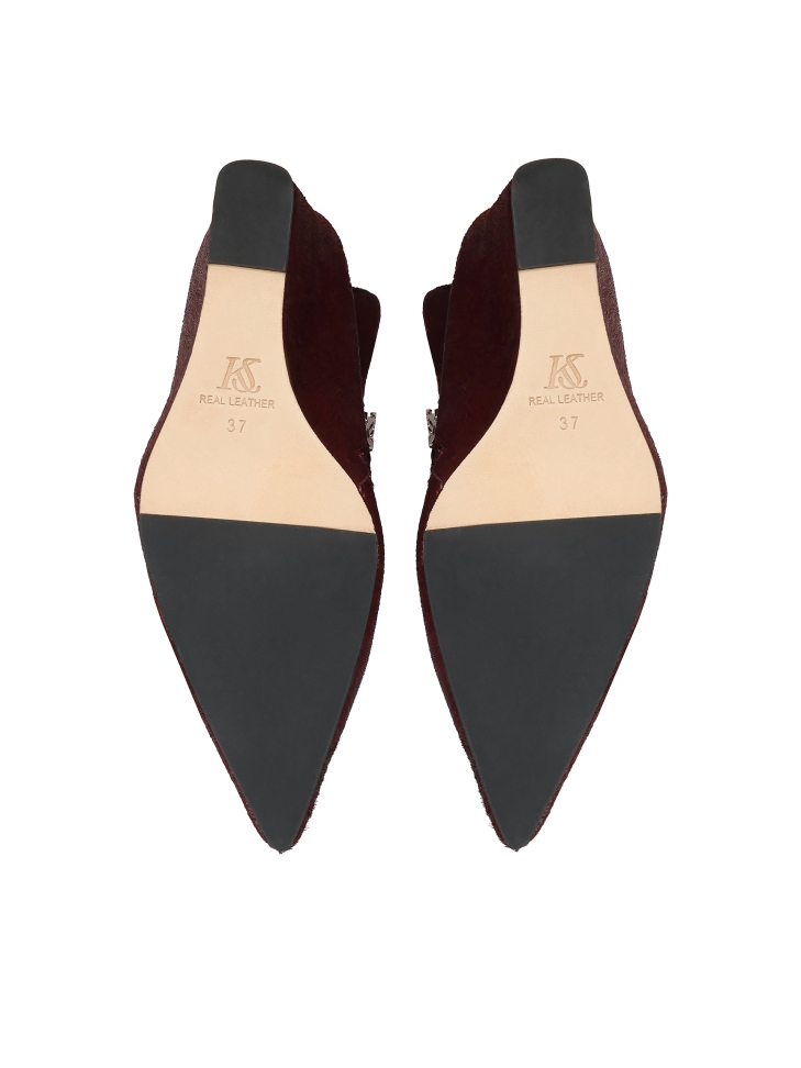 Kastanienbraune Stiefel mit Naturborsten KS OTYLIE