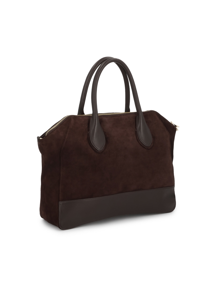 Braune Wildleder-Tasche mit weicher Form AVIELLE