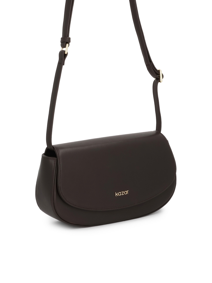 Braune starre Handtasche mit Schulterriemen NALYA