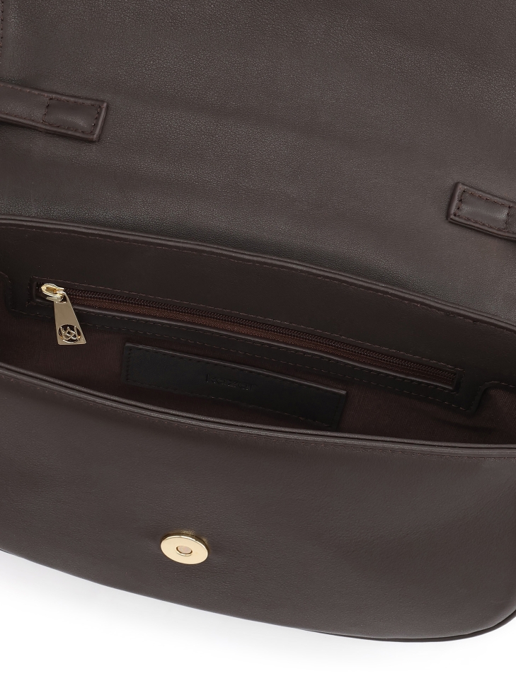 Braune starre Handtasche mit Schulterriemen NALYA