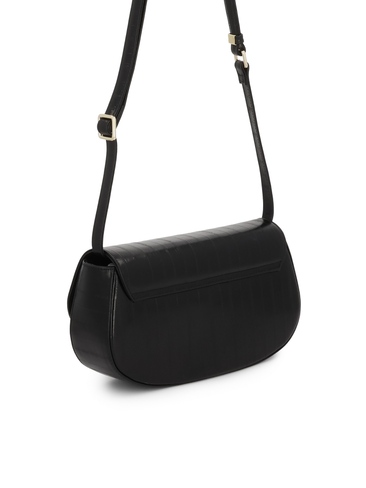 Schwarze steife Handtasche mit einem einzigartigen Muster NALYA