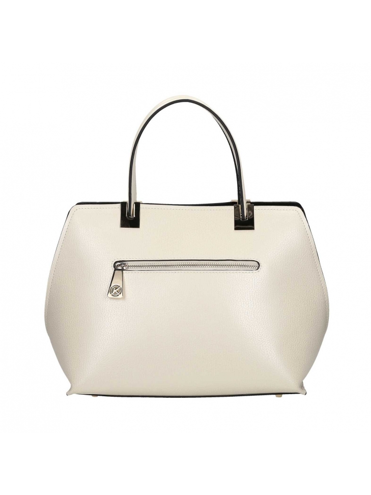 Oberer Griff aus cremefarbenem und schwarzem Leder LENA