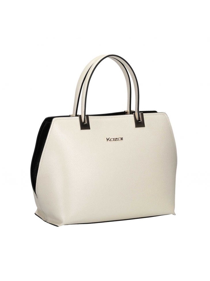 Oberer Griff aus cremefarbenem und schwarzem Leder LENA